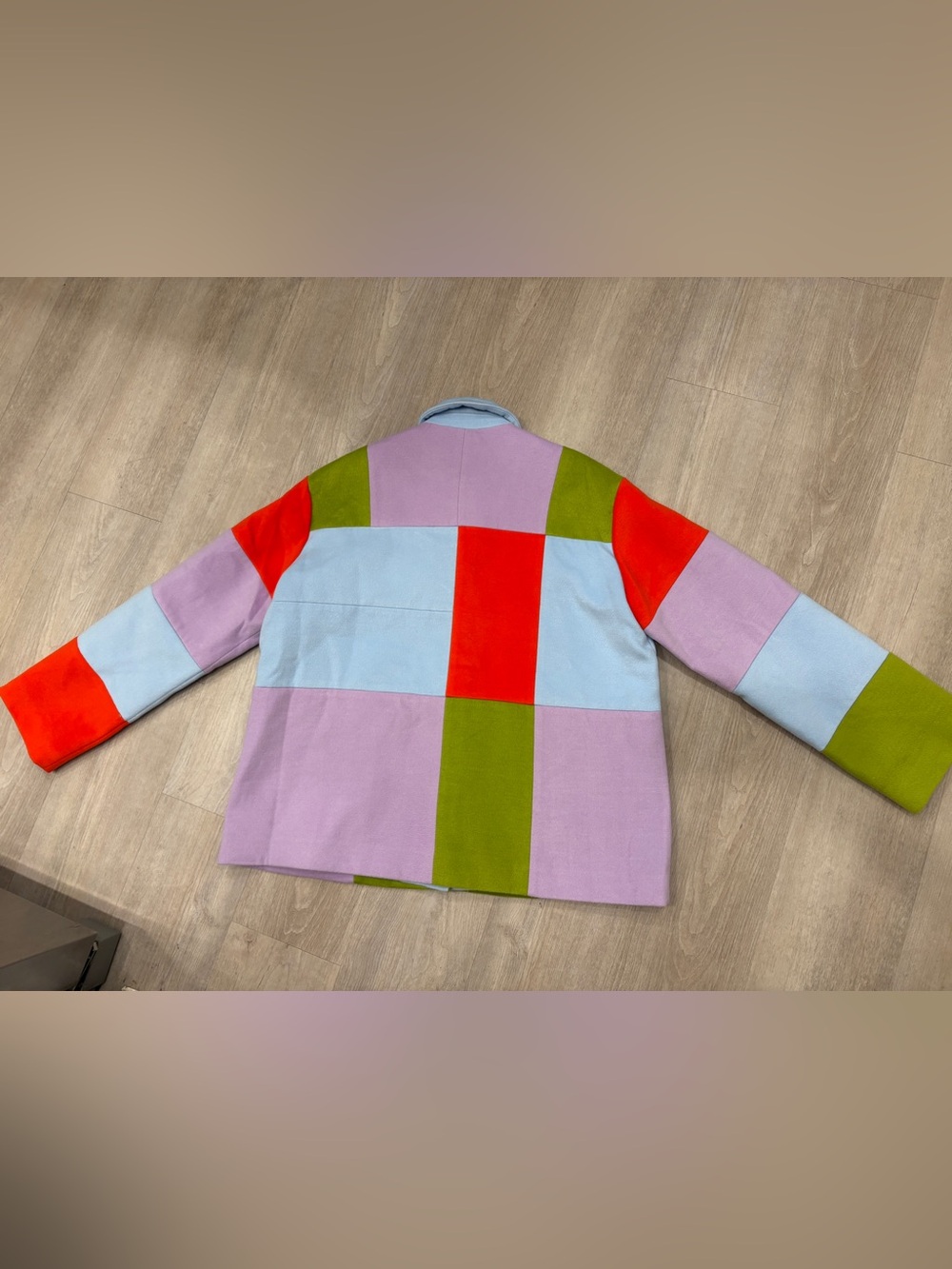 FRNCH Paris Colorblock Mod Jacket Coat Size S Retro Patchwork Statement Outerwea - Picture 5 of 8